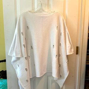 White cotton knit poncho by Angel